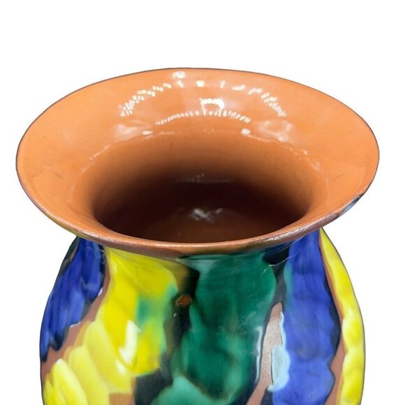 Large Talavera Tonala Vase Vessel Multicolor Pottery Signed F Guerrero G Mexico - Picture 12 of 15